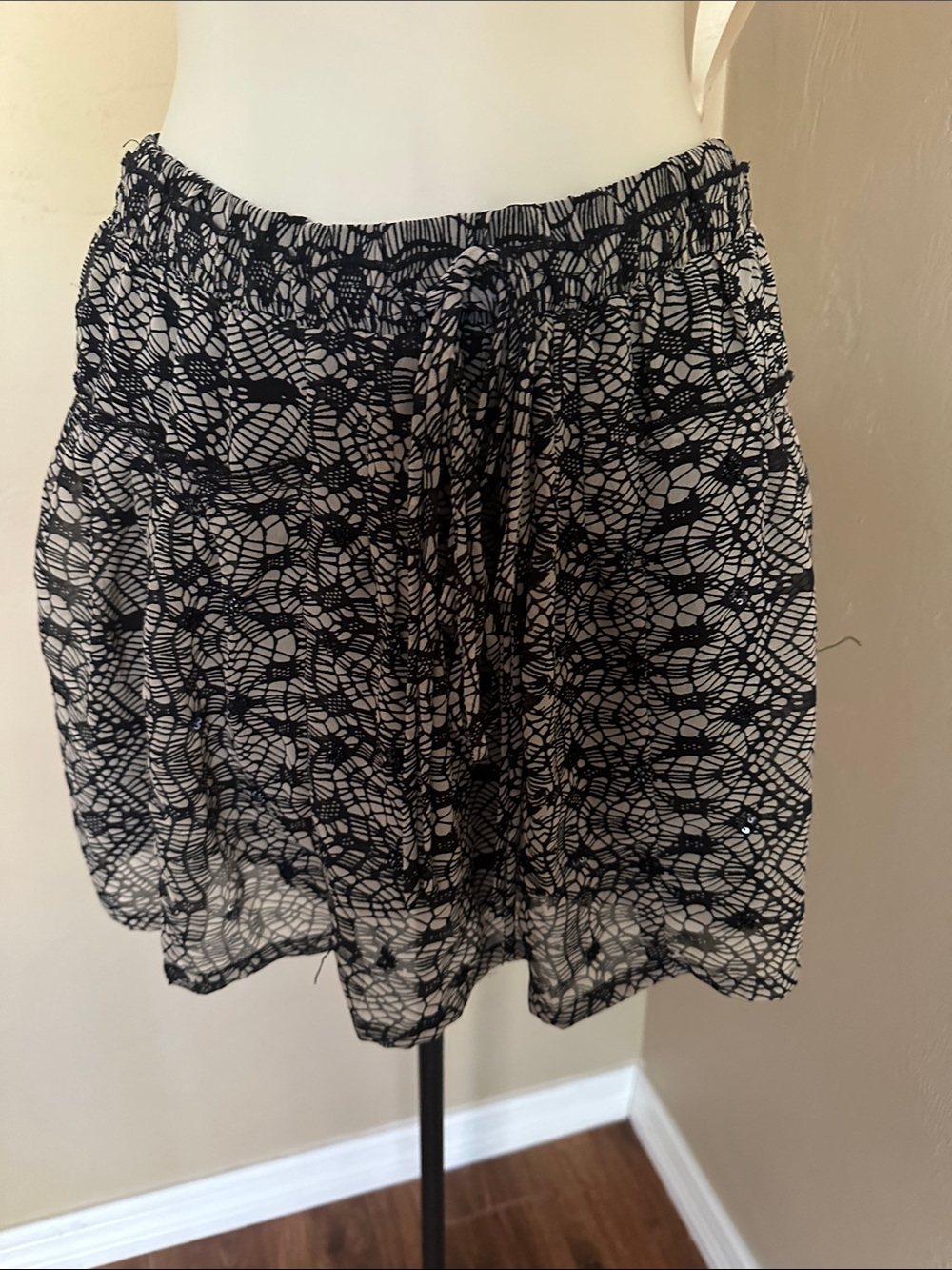 Charlotte Russe Black and White Crochet Overlay Skirt
